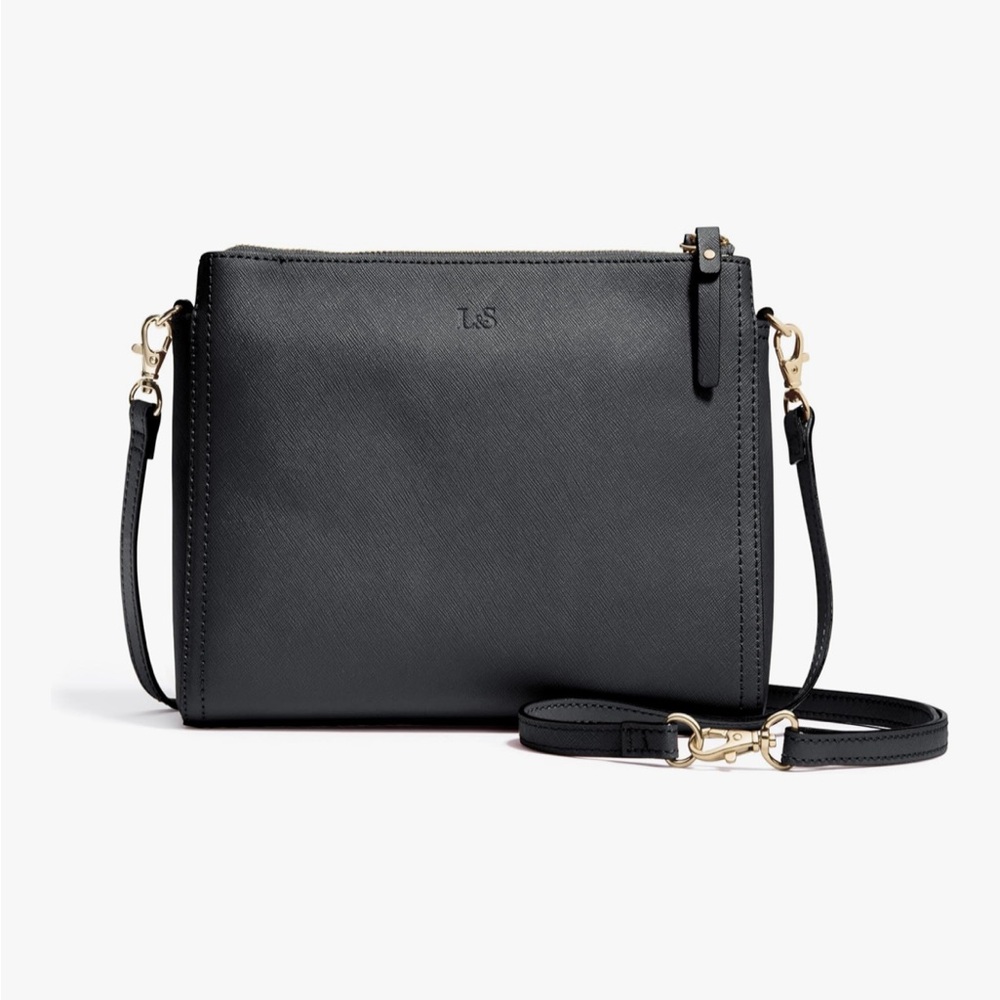 Lo & Sons The Pearl Crossbody Bag Dark Grey/Gold/Grey UNWRAPPED NWT